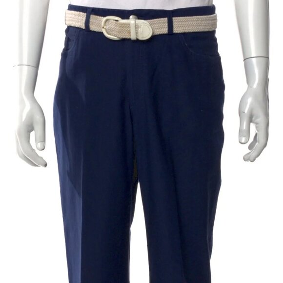 Brioni Blue Chino Dress Pants with Woven Belt, Actual Size 31x32 - Picture 15 of 16